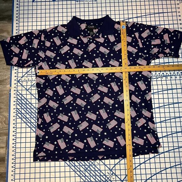 Croft and Borrow American Flg Print All Over Polo Shirt Size XLT Short Sleeve - Picture 8 of 8